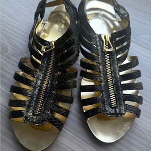 Jimmy Choo Black Gold Glenys snakeskin Sandals New 40 Euro
